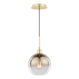 Dar Lighting Lycia Ceiling Pendant Light In Satin Gold With Gold Ombre Glass