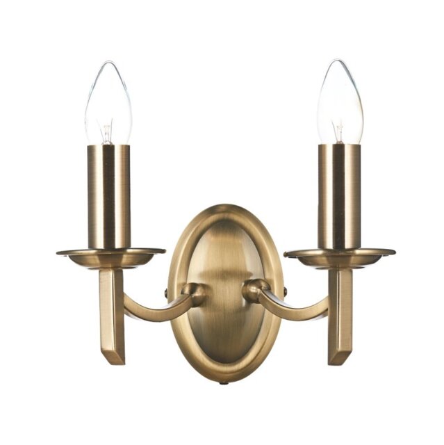 Dar AMB0975 Ambassador Antique Brass Wall Light