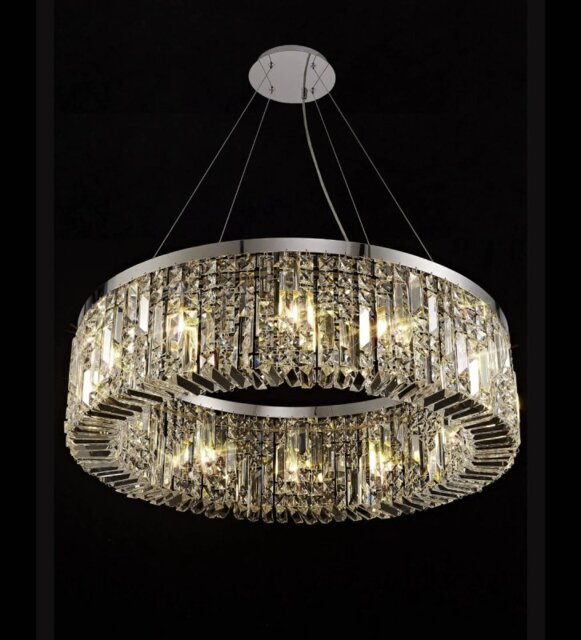 Baden 80 cm Round Pendant Chandelier In Polished Chrome Finish With Crystal Glass