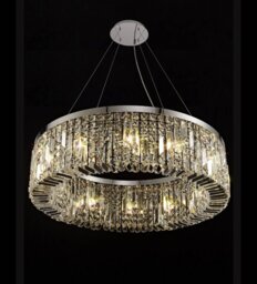 Baden 80 cm Round Pendant Chandelier In Polished Chrome Finish With Crystal Glass