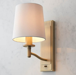 Endon 70246 Ortona 1 Light Wall Light In Matt Antique Brass With White Faux Silk Shade