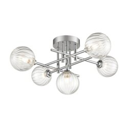 Franklite Abstraction Bathroom 5 Light Ceiling Light In Chrome With Ribbed Glass FL2464-5
