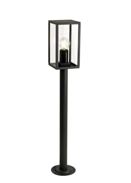 Box 1 Light Exterior Tall Post Light In Graphite Black - Height: 780mm