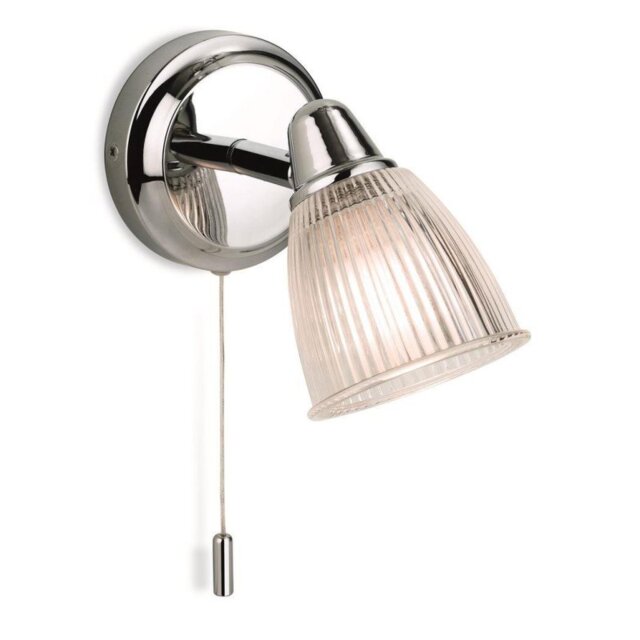 Firstlight 3747CH Echo 1 Light Bathroom Wall Light In Chrome, Glass Shade