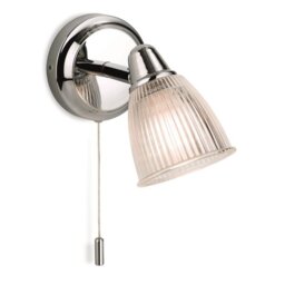 Firstlight 3747CH Echo 1 Light Bathroom Wall Light In Chrome, Glass Shade