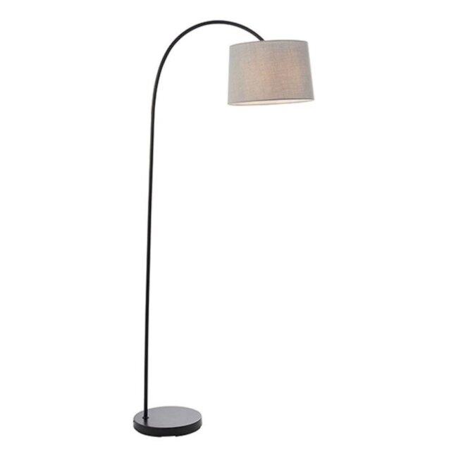 Endon 78163 Carlson Floor Light In Matt Black With Light Grey Fabric Shade