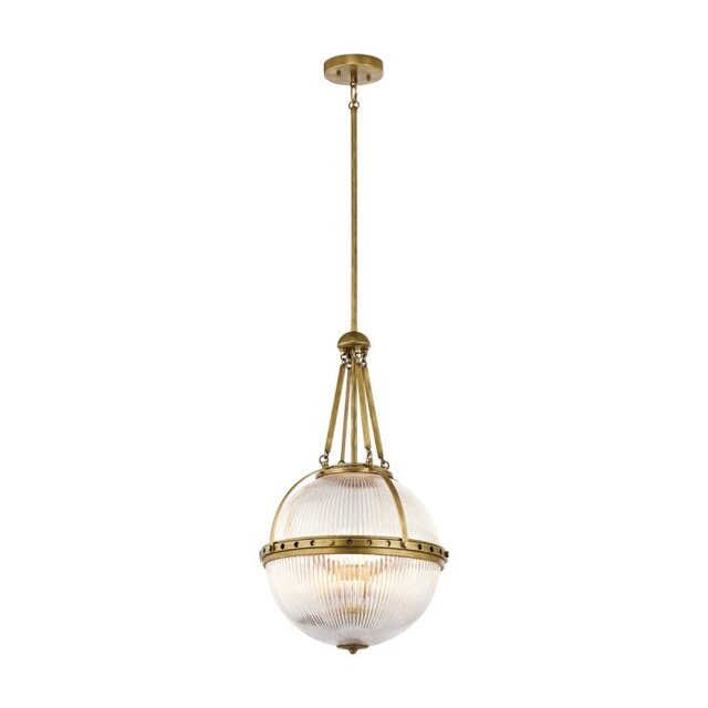 KL-ASTER-P-NBR Aster 3 Light Pendant Light In Natural Brass