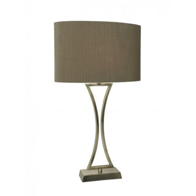 OPO4175 Oporto Table Lamp With Antique Brass Finish And Brown Oval Shade