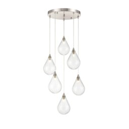 Franklite Perry 6 Light Cluster Ceiling Pendant Light With Clear Glasses FL2453-6-354