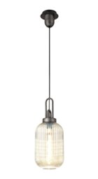 Glenn 1 Light Tubular Ceiling Pendant in Aged Pewter With Champagne Glass
