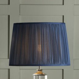 Laura Ashley Hemsley Pleated Silk Empire Drum Shade In Blue 35cm LA3756307-Q