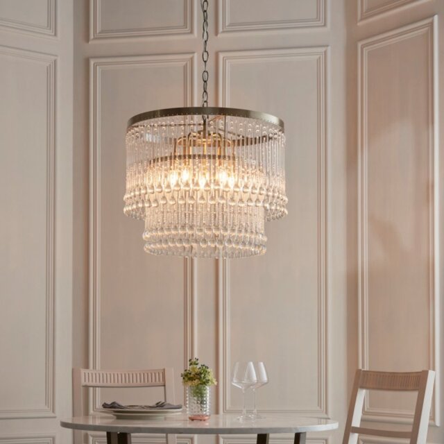 Endon 104504 Genevieve 5 Light Ceiling Pendant In Antique Brass With Clear Glass