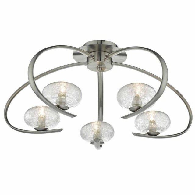 Dar LEI5446 Leighton 5 Light Semi Flush Ceiling Light In Satin Chrome