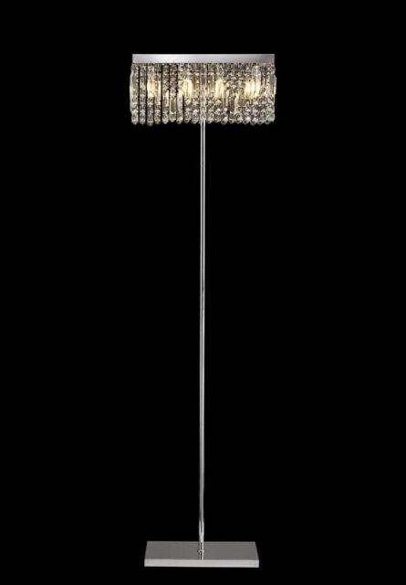Baden 50 x 15 cm Rectangular Floor Lamp In Polished Chrome Finish With Crystal Glass
