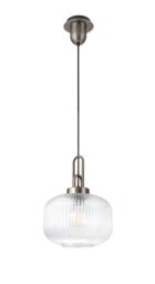 Glenn 1 Light Pumpkin Ceiling Pendant in Antique Silver With Clear Glass