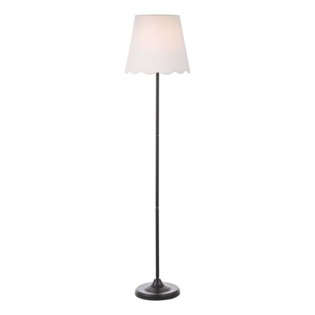 Dar Lighting Padme Floor Lamp In Matt Black With Scalloped Shade