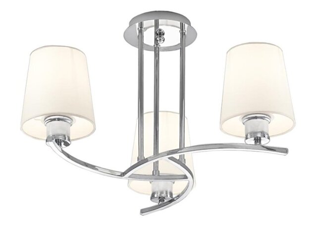 Spell 3 Light Flush Ceiling Light In Chrome Finish With Fabric Shades F2082/3/1123
