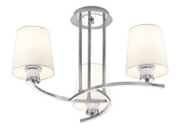 Franklite Spell 3 Light Flush Ceiling Light In Chrome Finish With Fabric Shades FL2082/3/1123