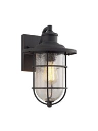 Haworth 1 Light Exterior Wall Light In Black And Gold With Clear Glass