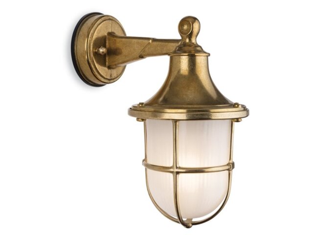 Firstlight 2838BR Nautic Outdoor Solid Brass Wall Light In Brass Finish With Frosted Glass IP64