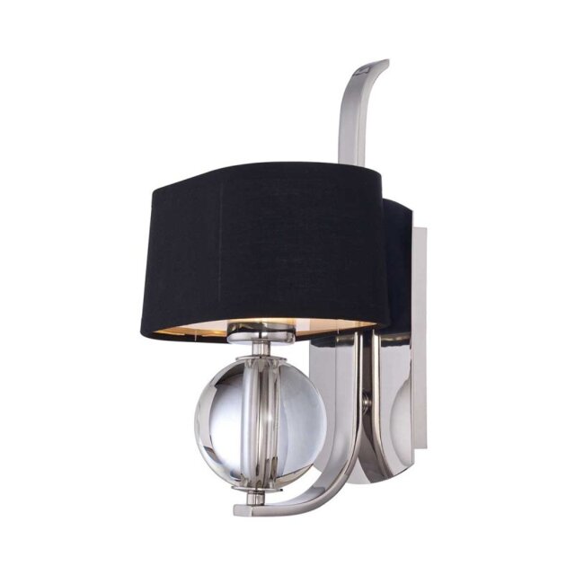 QZ/GOTHAM1 Gotham 1 Light Silver Wall Light with Black Shade