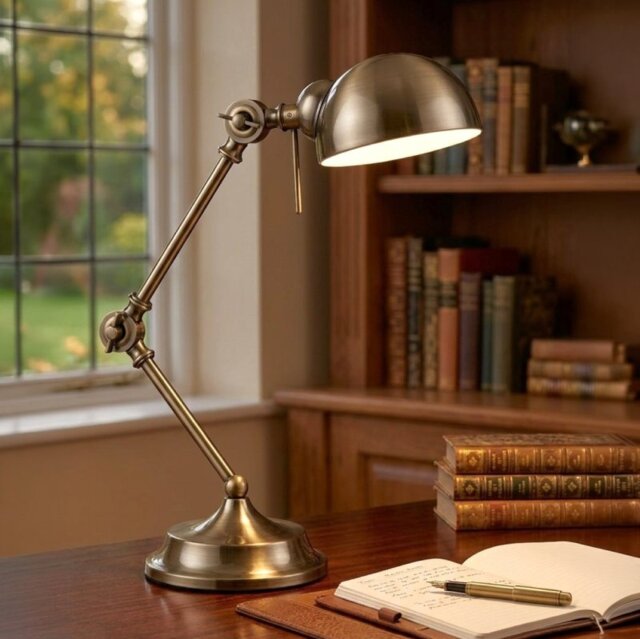 Firstlight 2305AB Beau Adjustable Table Lamp in Antique Brass