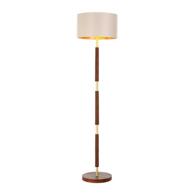 David Hunt Lighting HUN4940 HUNTER Floor Lamp Base Only In Butter Brass With Leather Effect