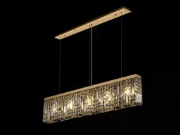Baden 102 x 9cm Linear Pendant Chandelier In Gold Finish With Crystal Glass