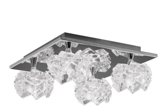 Mantra M3954 Artic 4 Light Flush Square Ceiling Light In Chrome With Clear Glass
