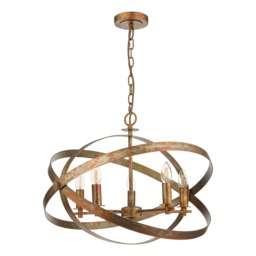 Dar Lighting Nitya 5 Light Ceiling Pendant Light In Mottled Copper Finish NIT0564
