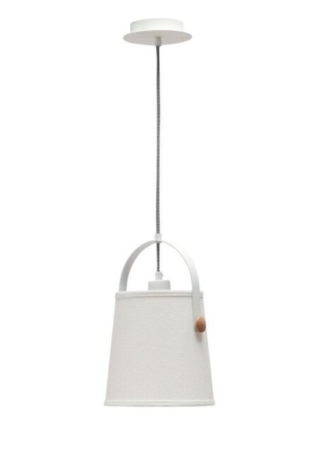 Mantra M4926 Nordica 1 Light Small Pendant Light In White, Ivory And Beech Wood - Dia: 200mm