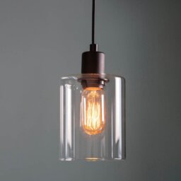 Endon 95457 Toledo Ceiling Pendant Light In Matt Black Finish With Clear Glass