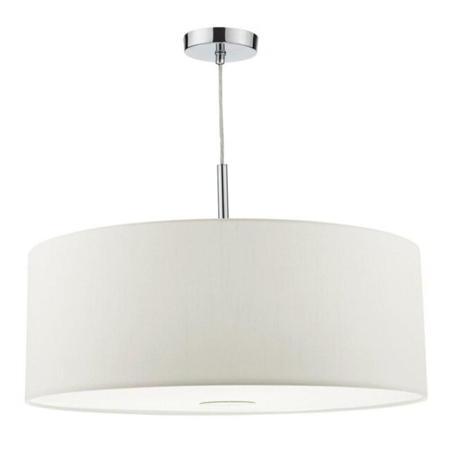 Dar RON172 Ronda 3 Light Pendant With 60CM White Faux Silk Shade
