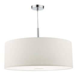 Dar RON172 Ronda 3 Light Pendant With 60CM White Faux Silk Shade