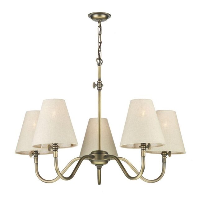David Hunt Lighting HIC0575 + HIC26 Hicks 5 Light Brass Ceiling Pendant with Shades