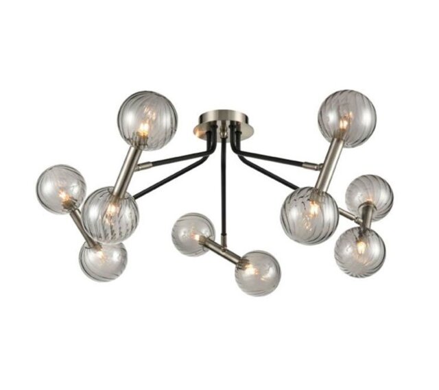 Franklite FL2436-10 Atmo 10 Light Flush Ceiling Light In Modern Black And Chrome Finish