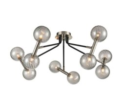 Franklite FL2436-10 Atmo 10 Light Flush Ceiling Light In Modern Black And Chrome Finish