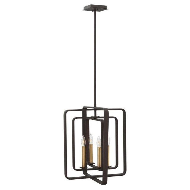 HK/QUENTIN/4/P/B Quentin 4 Light Square Ceiling Pendant Light In Buckeye Bronze