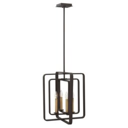 HK/QUENTIN/4/P/B Quentin 4 Light Square Ceiling Pendant Light In Buckeye Bronze