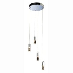Firstlight 4885CH Focus LED 4 Light Ceiling Pendant Light In Chrome With Clear Acrylic Bubble Shades