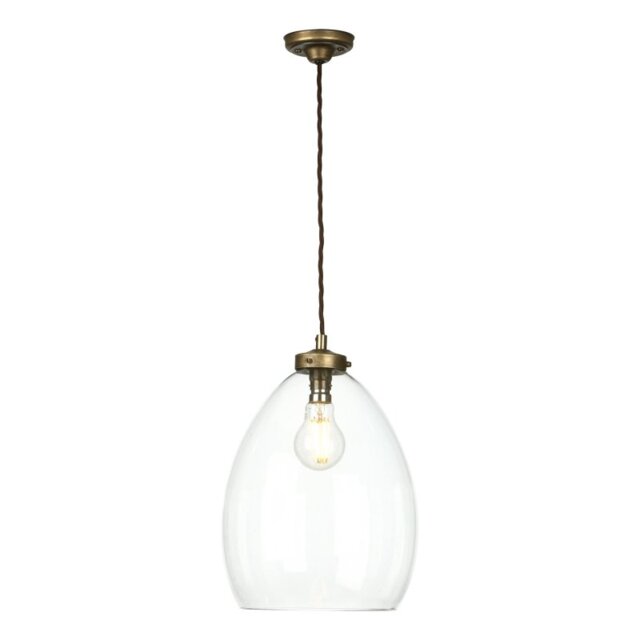 Yeovil Clear Glass Pendant Light in Aged Brass
