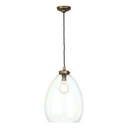 Yeovil Clear Glass Pendant Light in Aged Brass