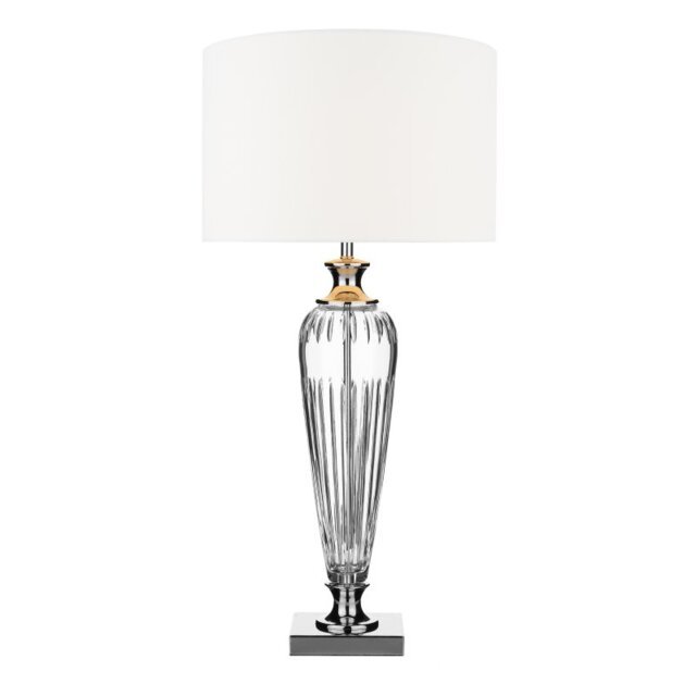 Dar HIN4208 Hinton Crystal Glass Table Lamp With Silver Shade
