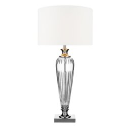 Dar HIN4208 Hinton Crystal Glass Table Lamp With Silver Shade