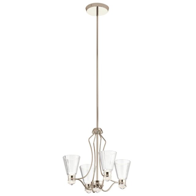 Quintiesse QN-KAYVA9-PN Kayva Integral LED 4 Arm Ceiling Chandelier In Polished Nickel Finish