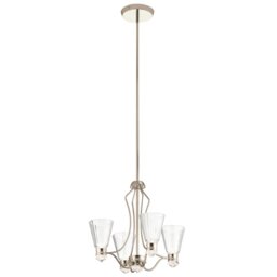 Quintiesse QN-KAYVA9-PN Kayva Integral LED 4 Arm Ceiling Chandelier In Polished Nickel Finish
