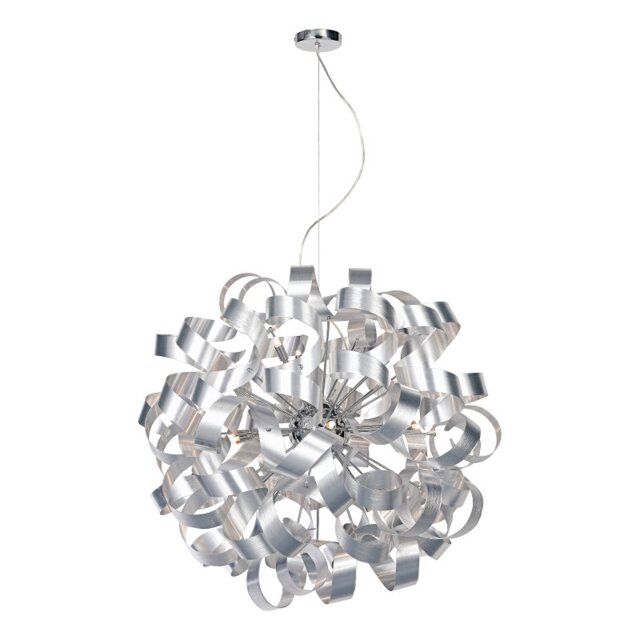 Dar RAW1250 Rawley 12 Light Aluminium Swirl Ceiling Pendant