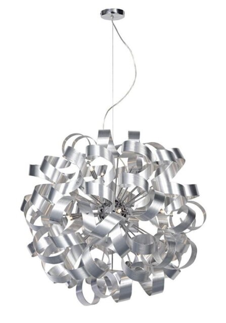 Dar RAW1250 Rawley 12 Light Aluminium Swirl Ceiling Pendant