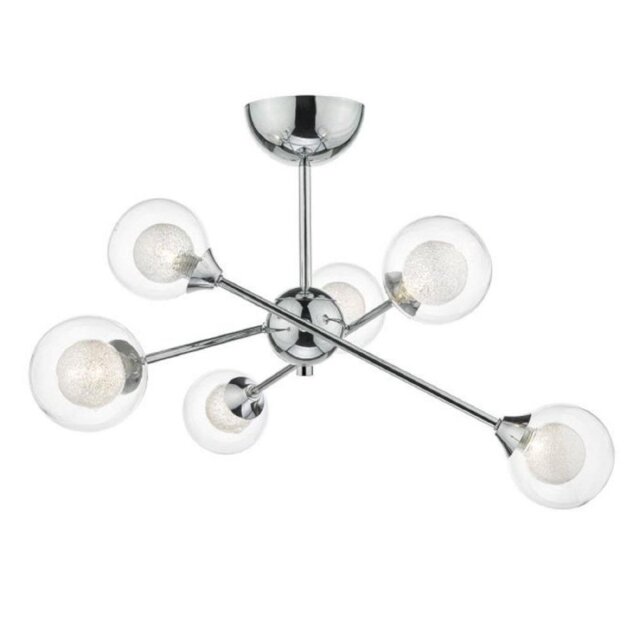 Dar ZEK0650 Zeke 6 Light Semi Flush Ceiling Light In Polished Chrome