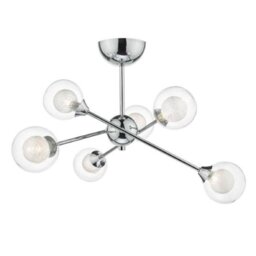 Dar ZEK0650 Zeke 6 Light Semi Flush Ceiling Light In Polished Chrome
